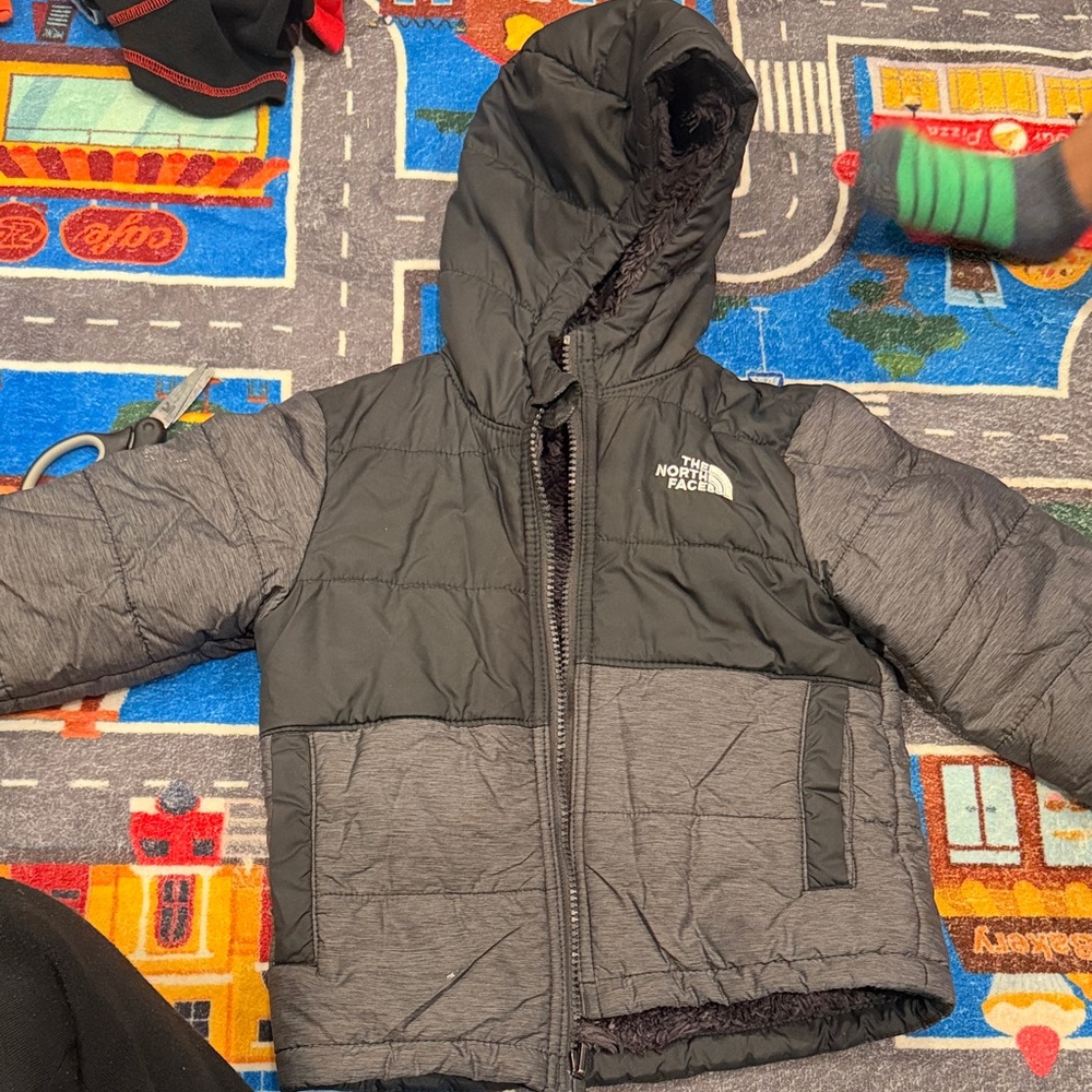 The North Face Kids Black and Gray Puffer Jacket